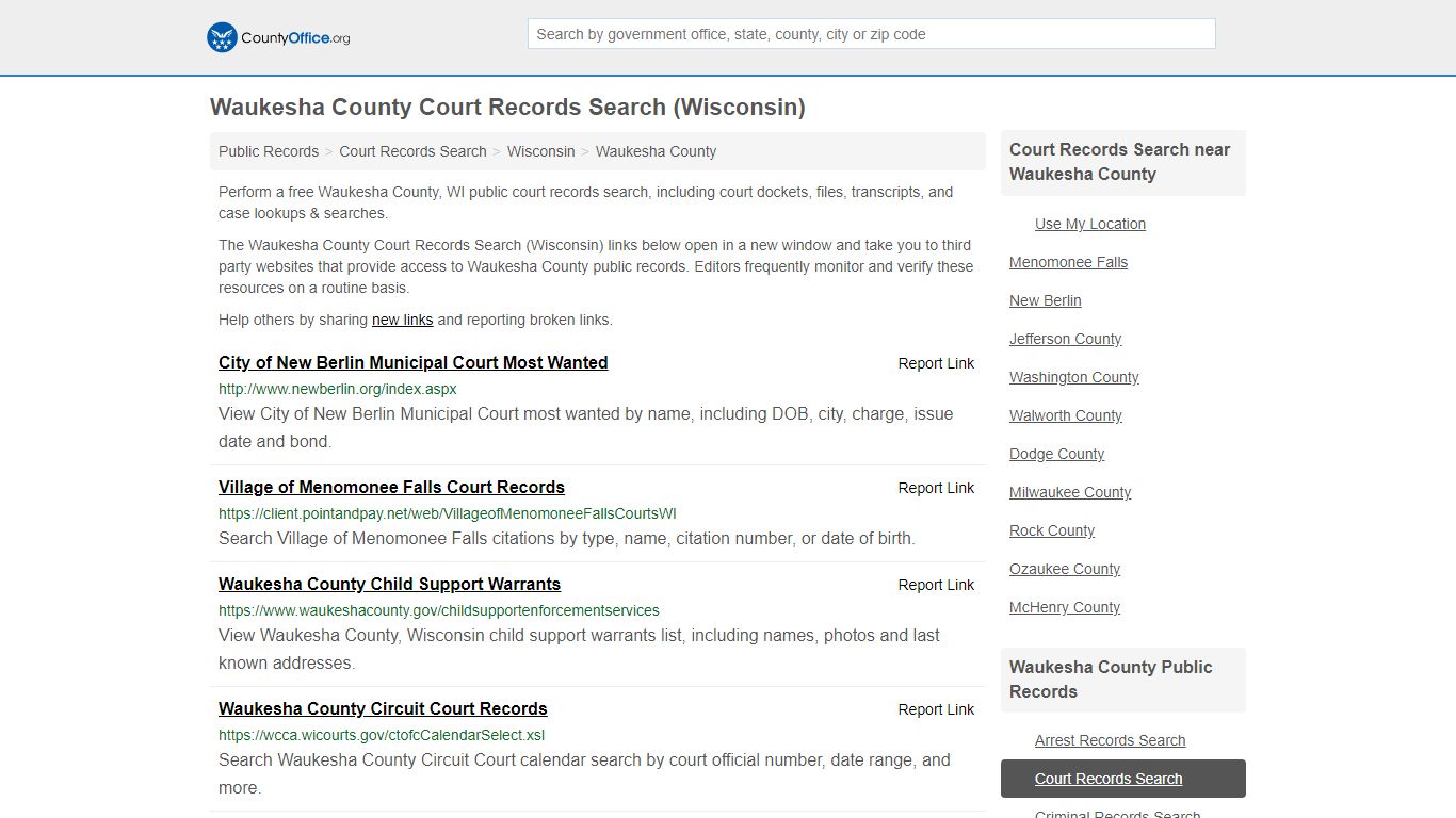 Court Records Search - Waukesha County, WI (Adoptions ...