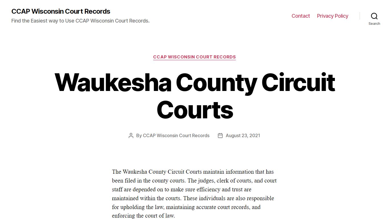 Waukesha County Circuit Courts - CCAP Wisconsin Court Records